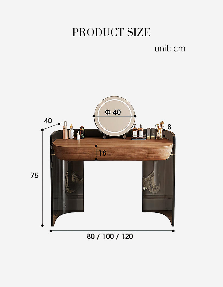 Grant Dressing Table With Big LED Mirror, Walnut & Black