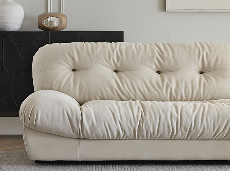 Italian Style Three Seater Sofa and Ottoman