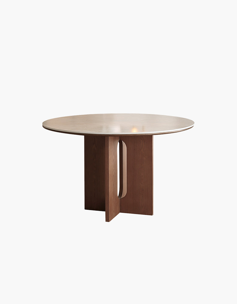 Sato Round Dining Table, Travertine