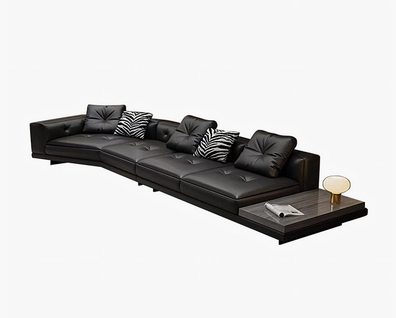 Singh Three Seater, Four Seater Curved Sofa, Real Leather