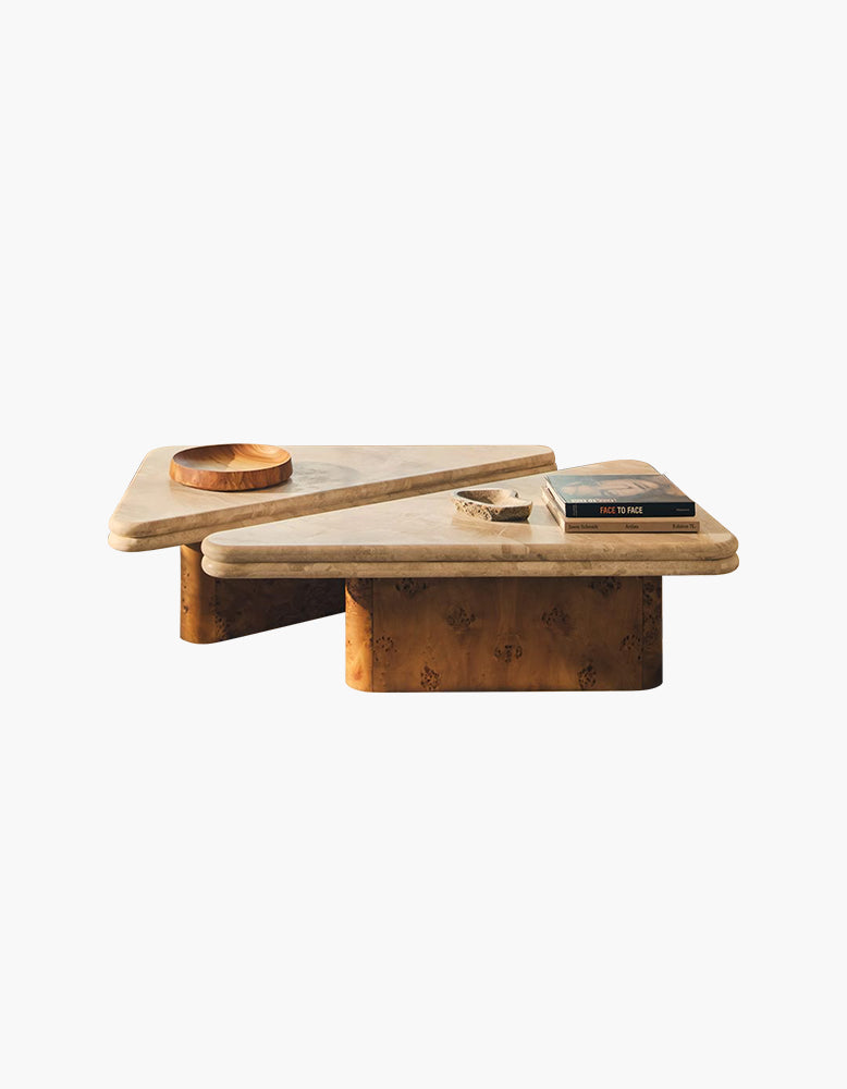 Forster Triangle Coffee Table, Travertine