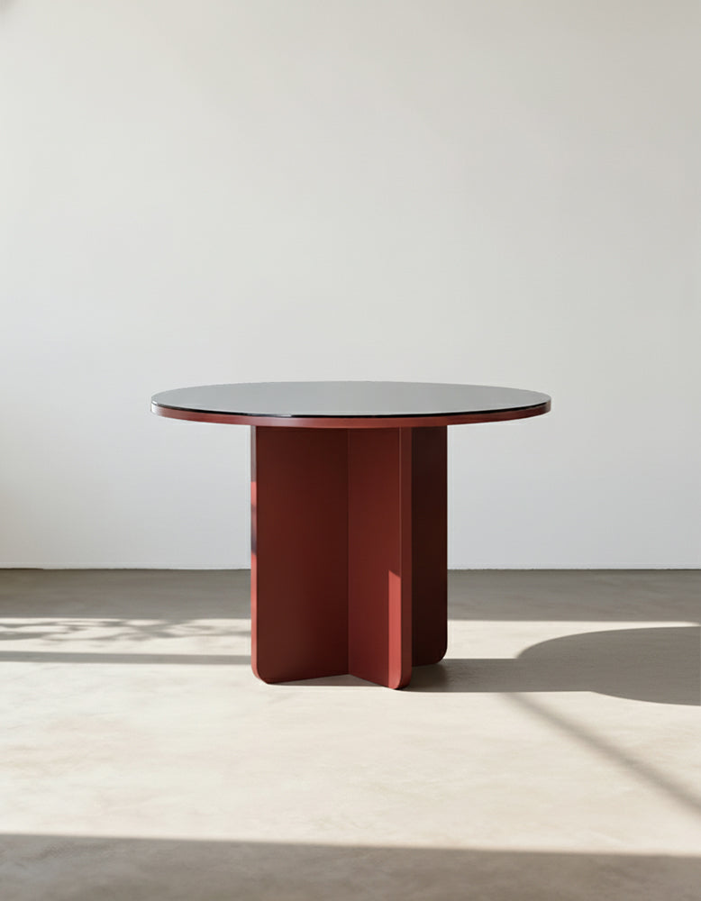 Yadav Glass Top Dining Table, Round Accent Table