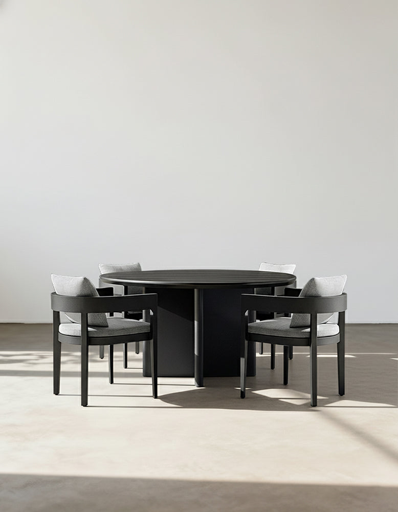 Cortez Outdoor Dining Table Set, Black