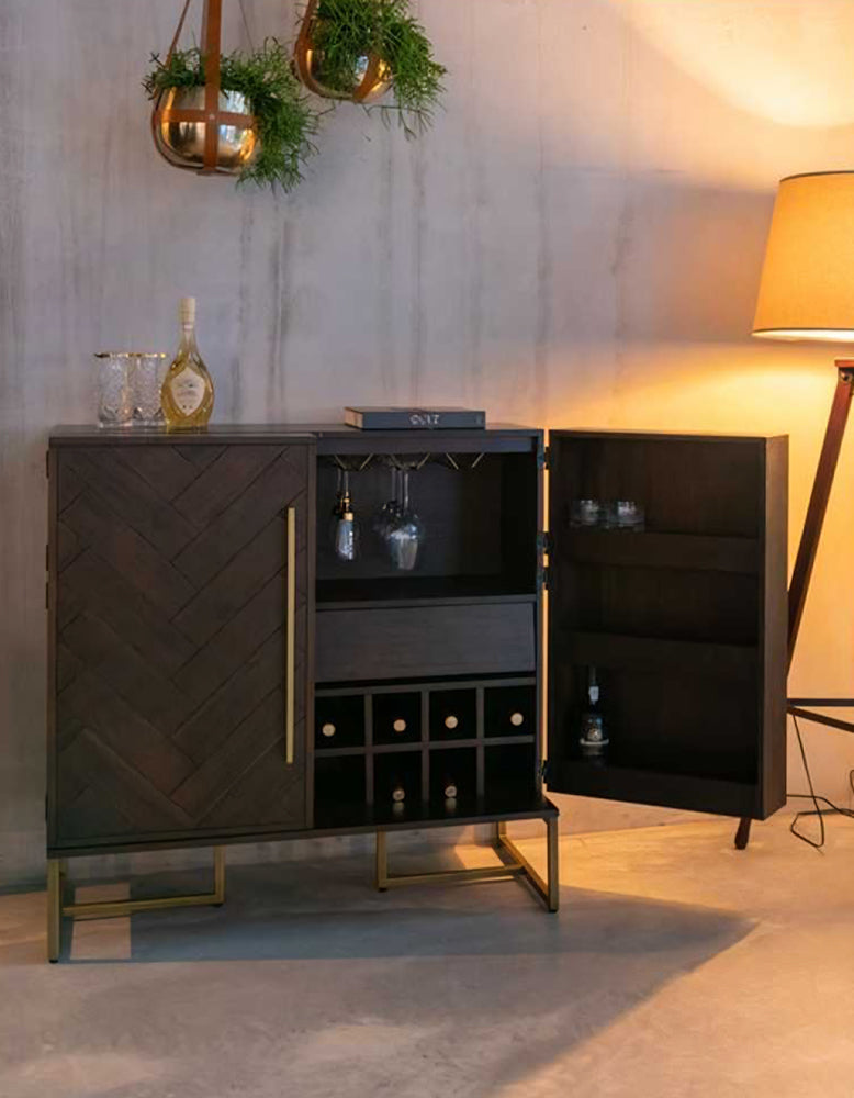 Mahajan Wine Sideboard With 2 Doors & Wine Rack, Solid Wood
