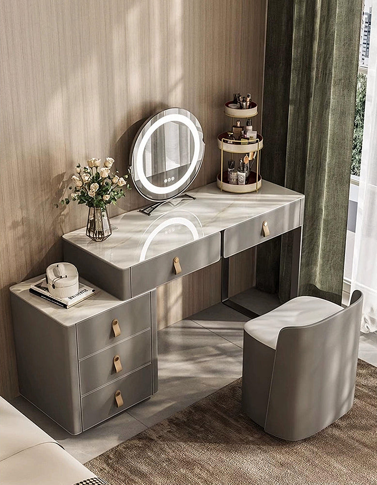 Sanchez Dressing Table, Vanity Table With LED Mirror, Grey