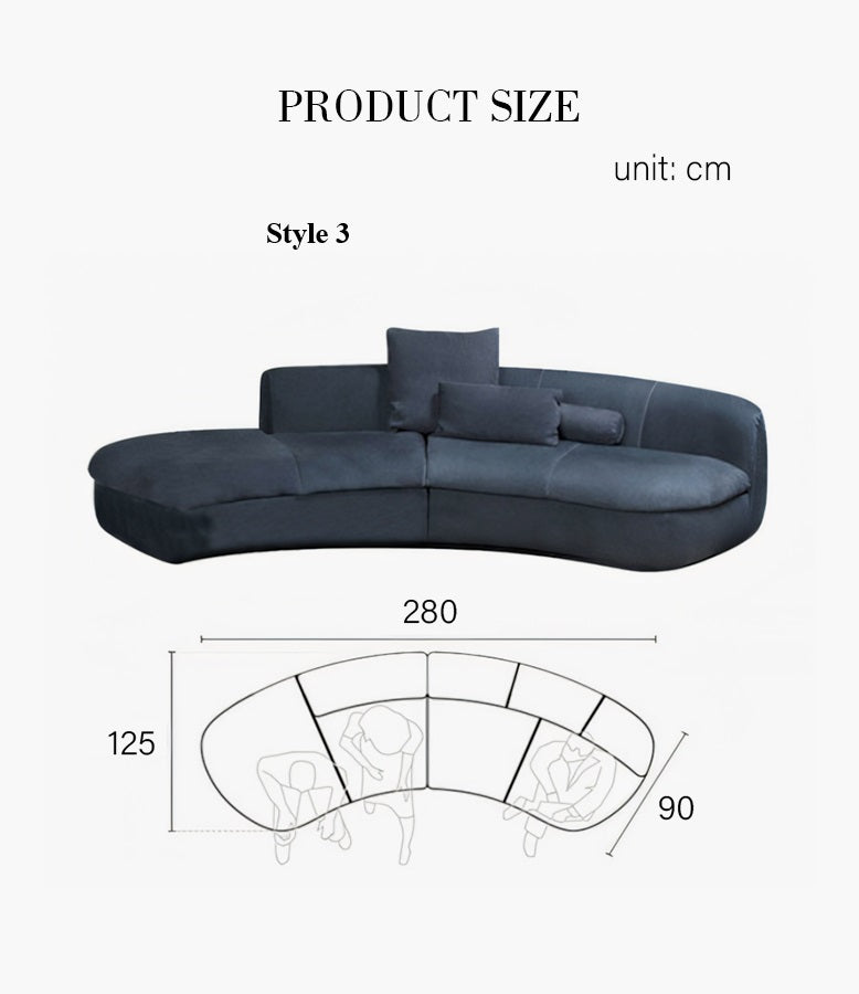 Nakamura Curved Sofa, C Shape Sofa