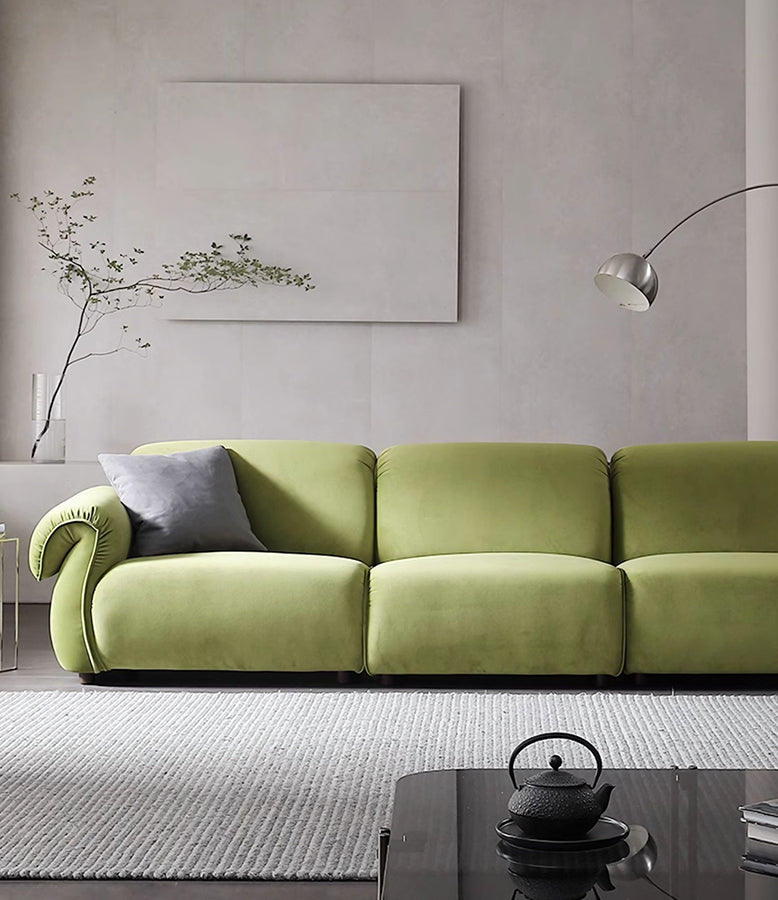 Mitchell Two Seater, Three Seater Sofa, Green Flannelette