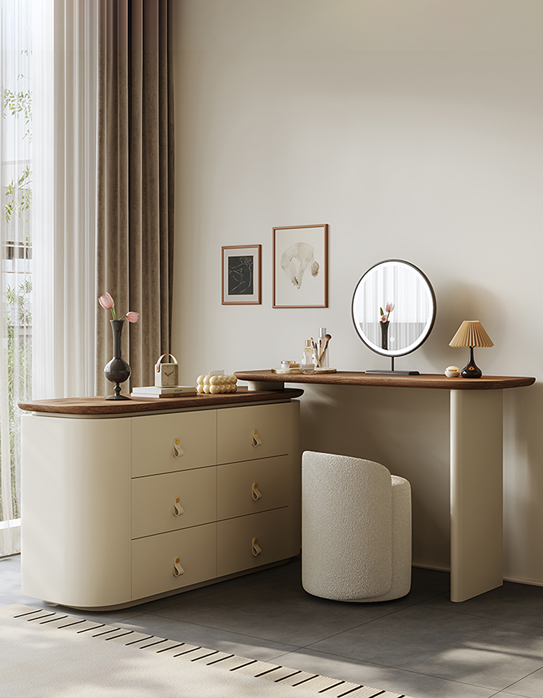 Danna Corner Dressing Table With Mirror, Solid Wood