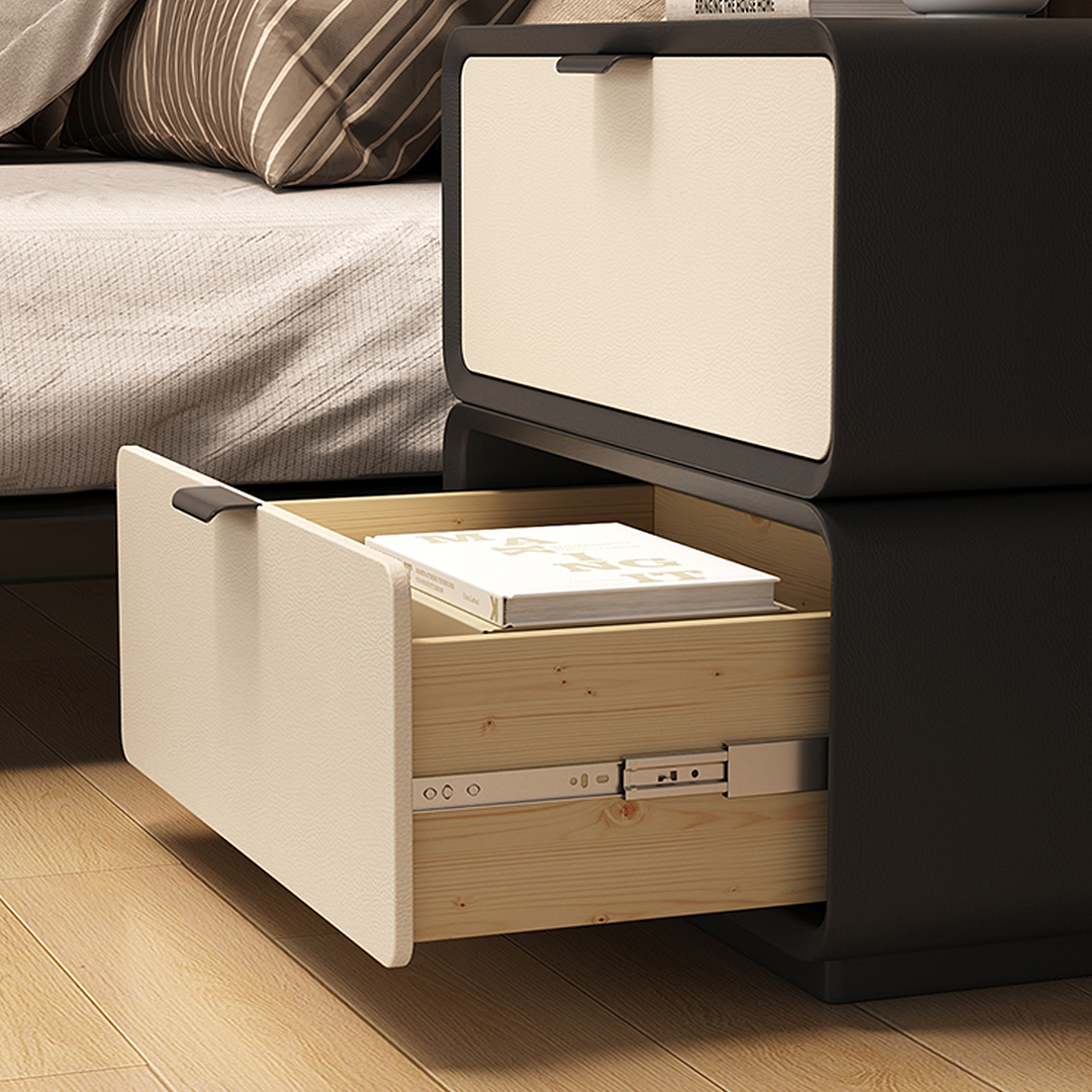 Adonis Bedside Table, Black & Cream