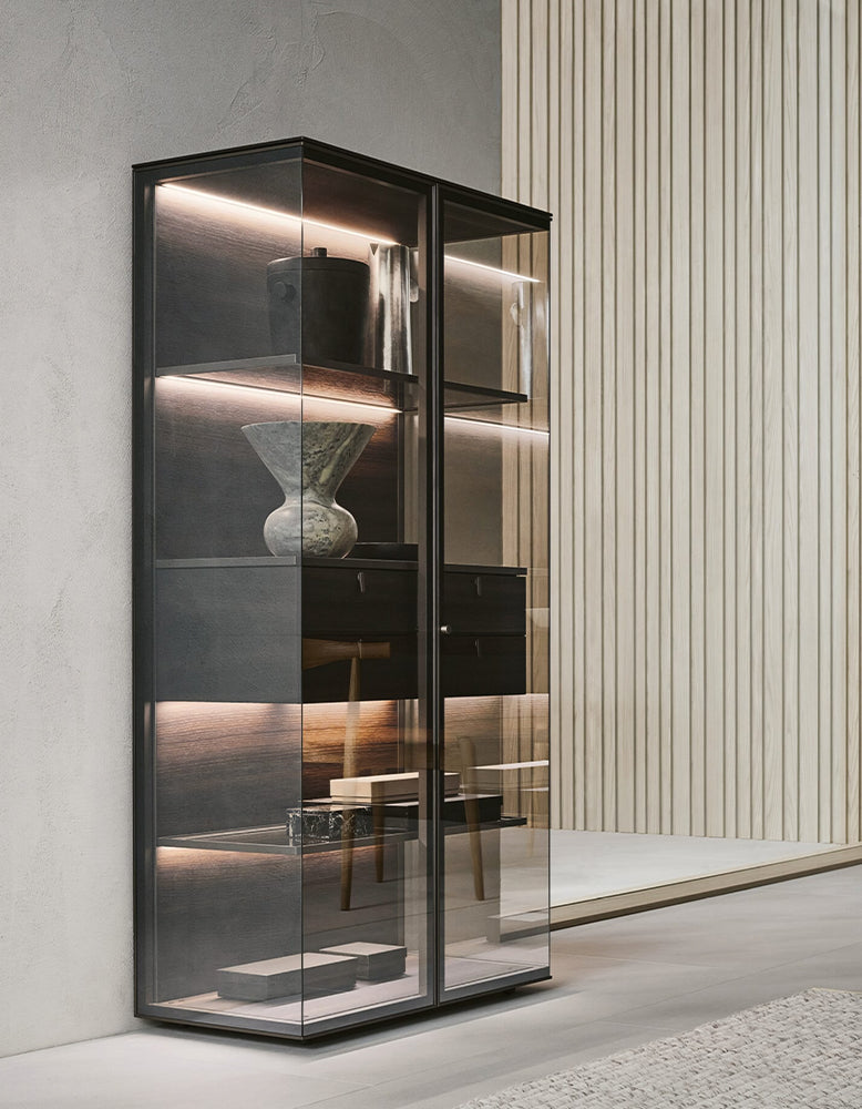 Galvez Akhtar Pahlavi Wine Storage With Glass Door, Display Cabinet