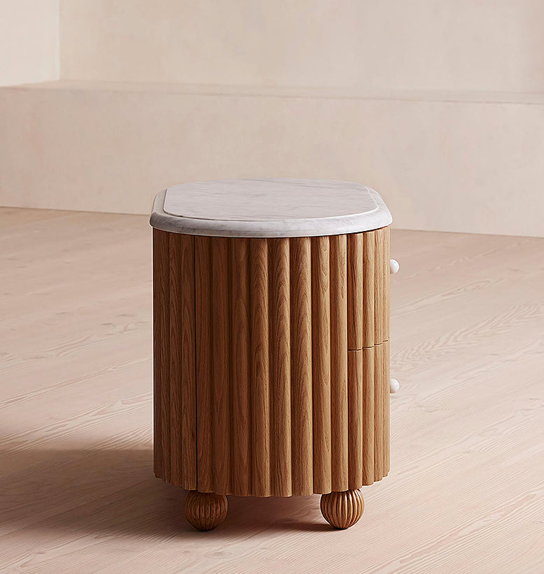 Ava Rounded Rectangle Bedside Table | Marble Bedside Table – DC Concept