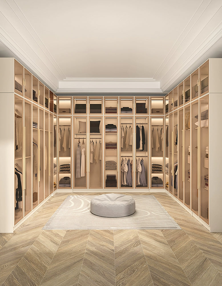 Varela Glass Door Wardrobe In Multiple Sizes, Corner Wardrobe With Lights