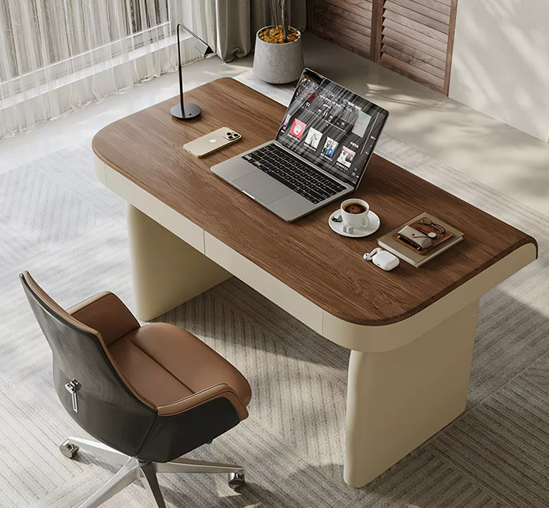 Baker Office Desk With Drawers, Solid Wood