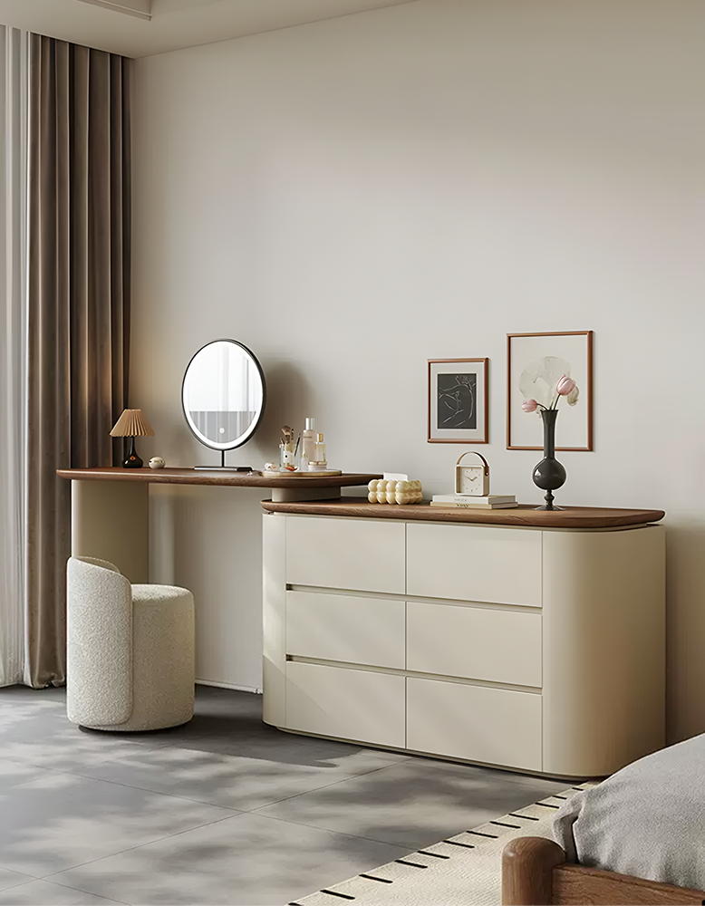 Catalina Corner Dressing Table With Mirror, Solid Wood