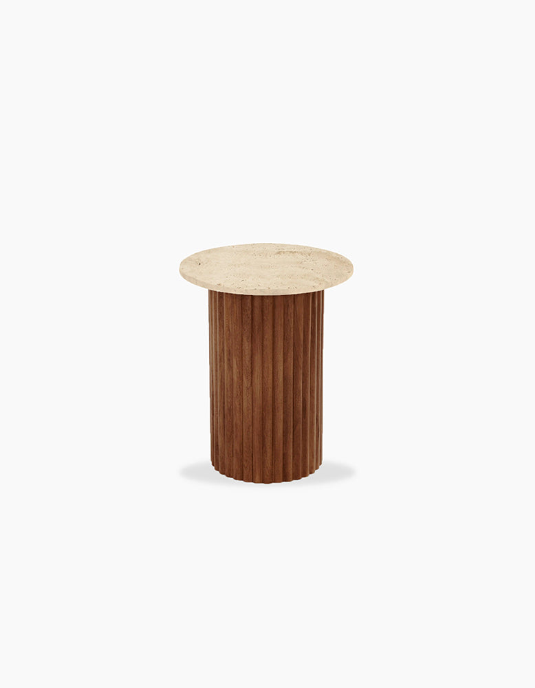 Sweeney Round Side Table, Travertine