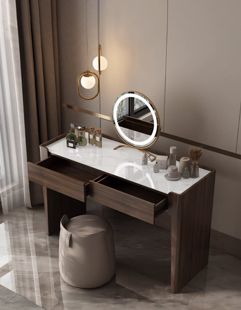 Hatcher Dressing Table With Mirror, Sintered Stone