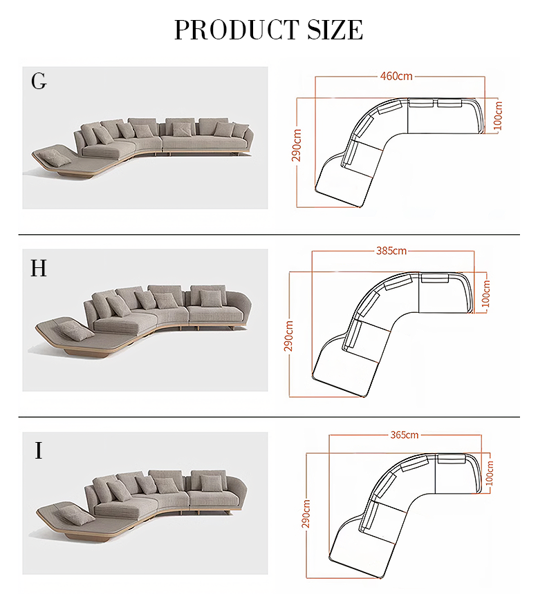 Dubois Three Seater Curved Sofa, Nappa Real Leather