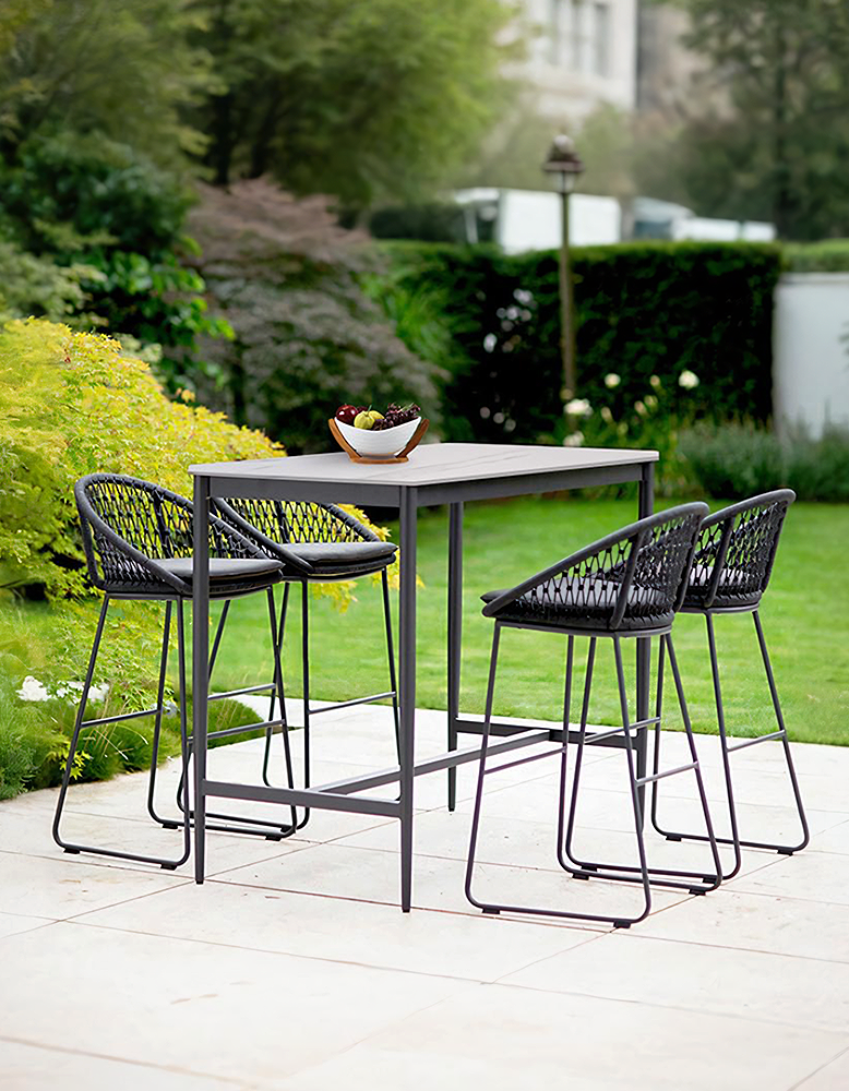 Dmitry Outdoor Garden Table and bar Stool Set