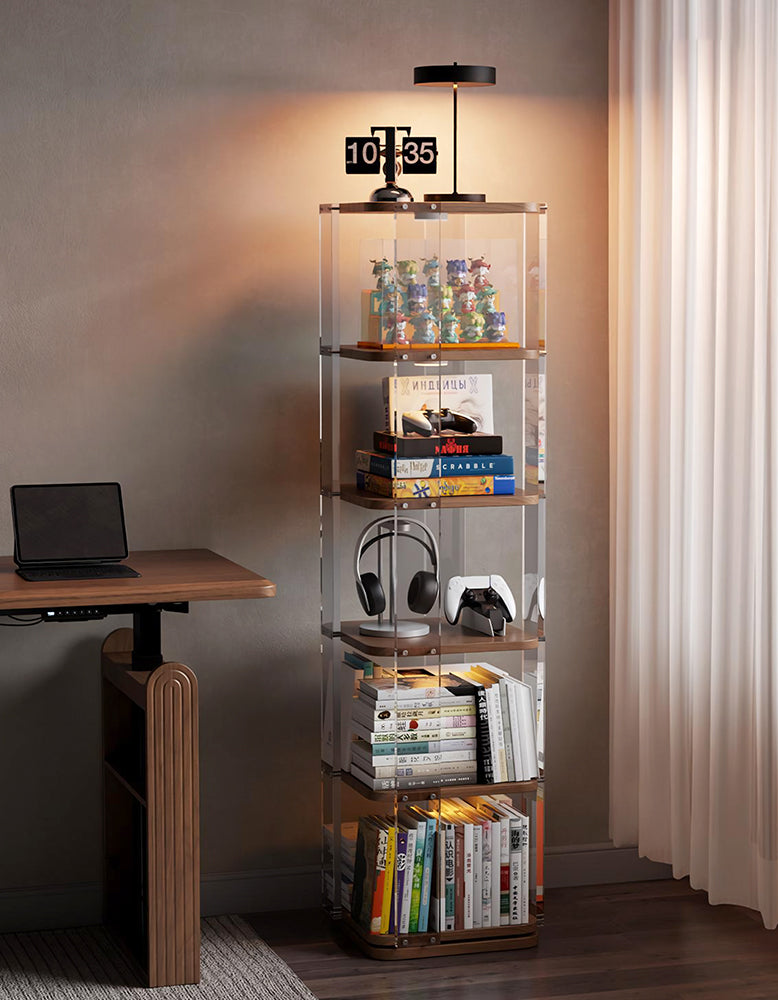 Amato Rotating Bookshelf, Freestanding Shelving Unit, Solid Wood