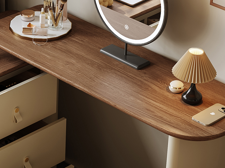 Danna Corner Dressing Table With Mirror, Solid Wood