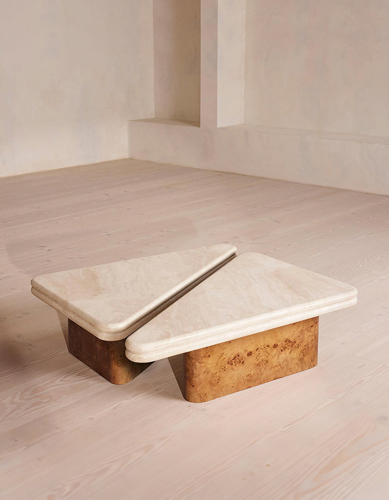 Forster Triangle Coffee Table, Travertine