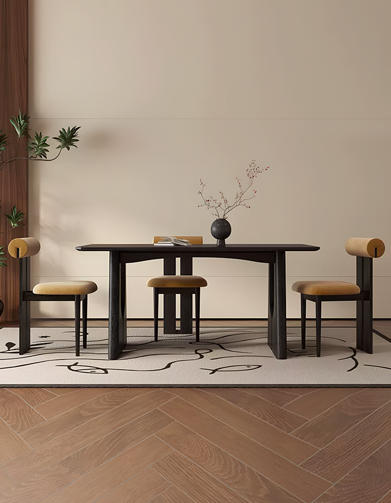 Allison Dining Table, Black, Solid Wood