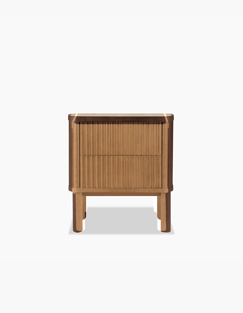 Tannenbaum 2 Drawer Bedside Table, Wood, With Sintered Stone Top