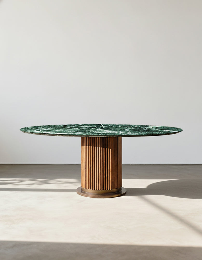 Murcell Oval Dining Table, Lara Green Marble