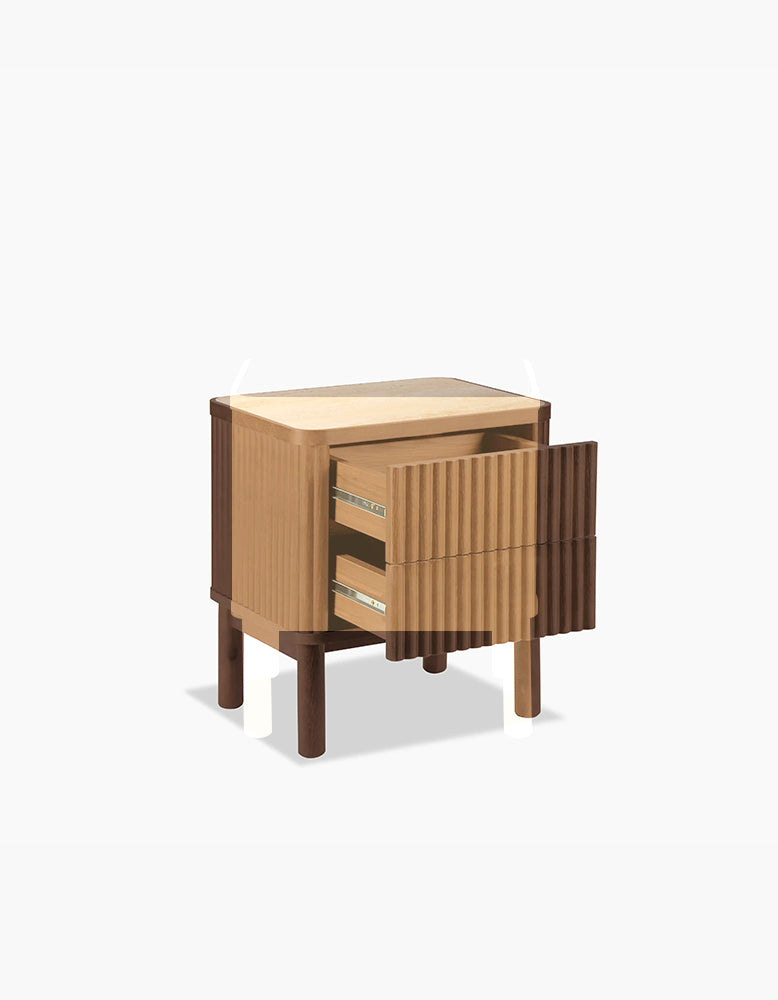 Tannenbaum 2 Drawer Bedside Table, Wood, With Sintered Stone Top