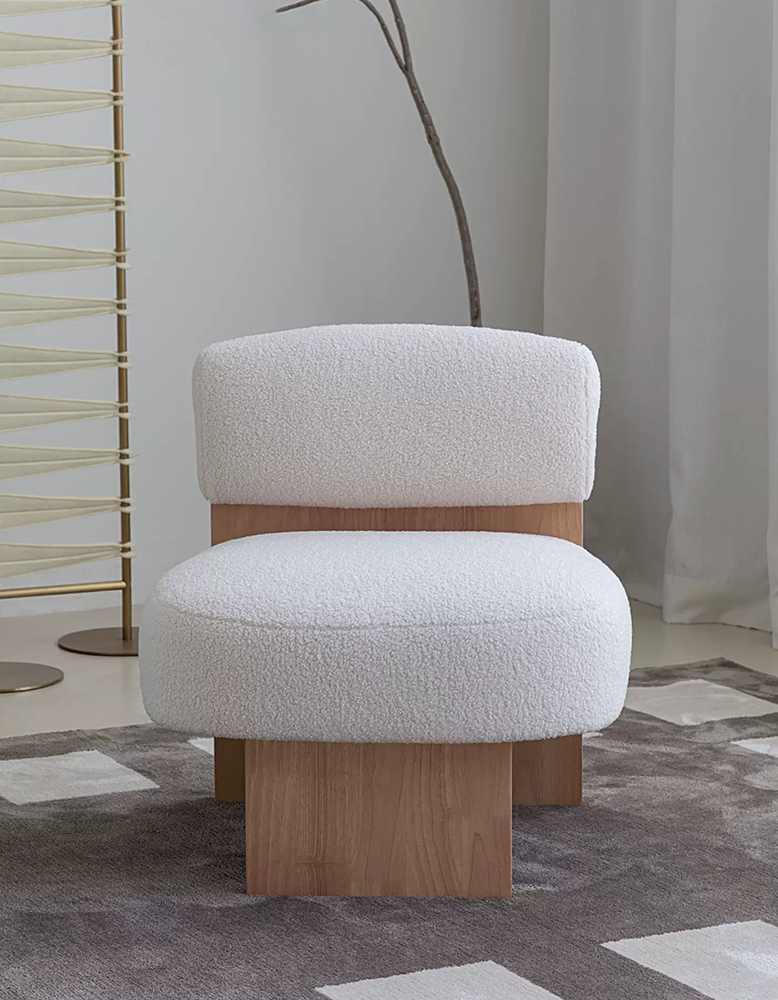 Evander Boucle Armchair with Wooden Frame