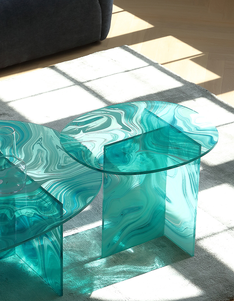 Leila coffee tables glass coffee table, Green