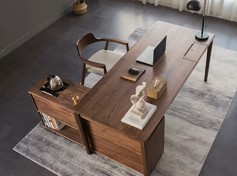 Boucher Office Desk With Storage, Solid Wood