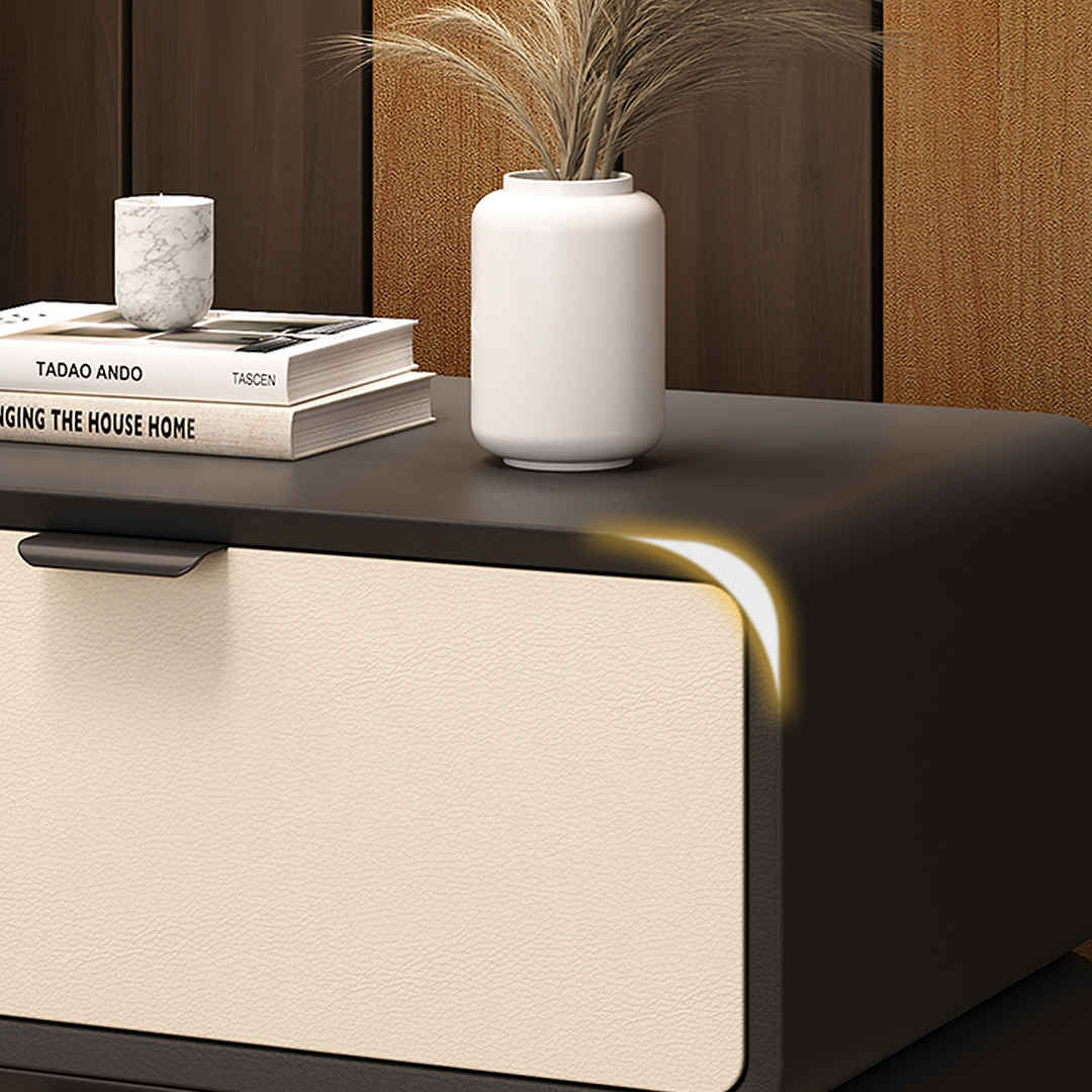 Adonis Bedside Table, Black & Cream