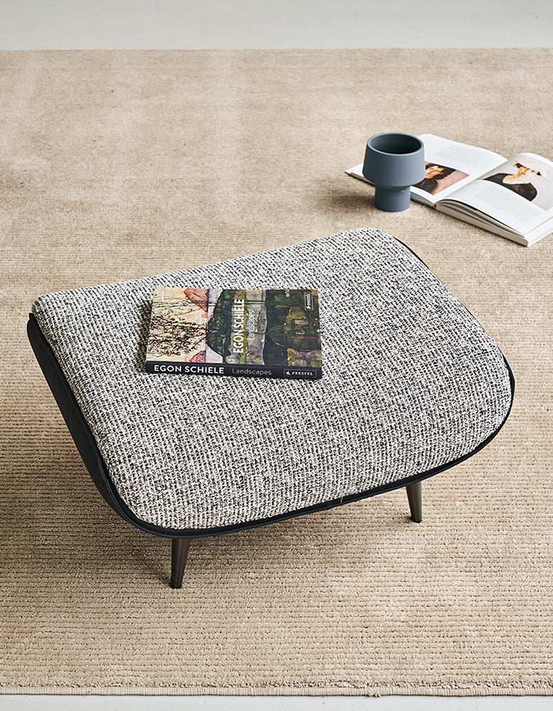 Diakite Armchair With Footstool, Linen & Leather