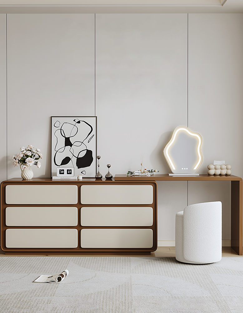 Daniela Corner Dressing Table With Mirror, Solid Wood