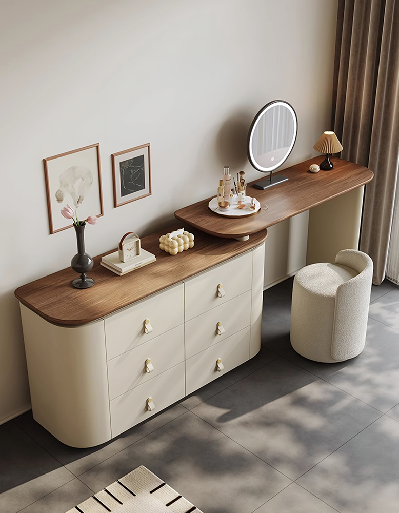 Danna Corner Dressing Table With Mirror, Solid Wood