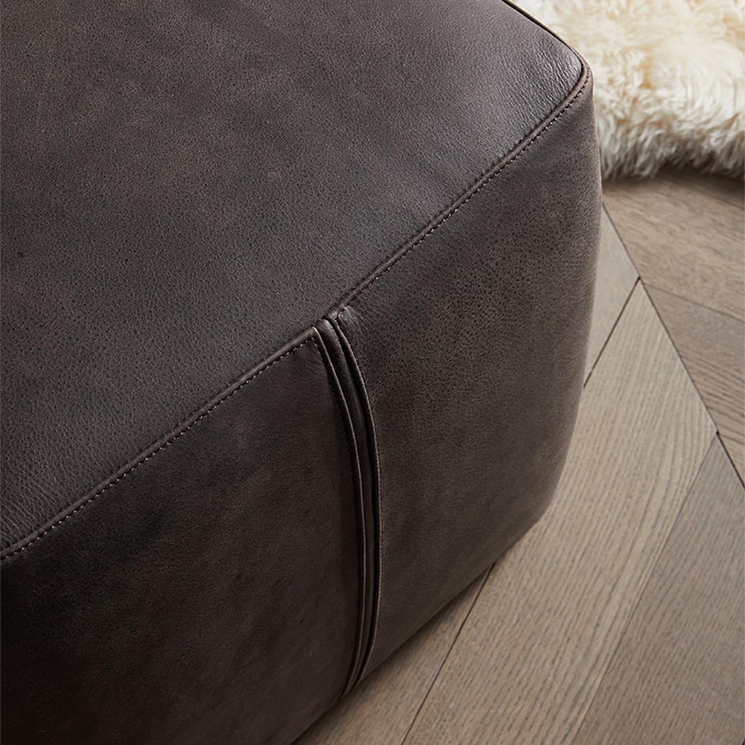 Rajiv Square Foot stool, Real Leather