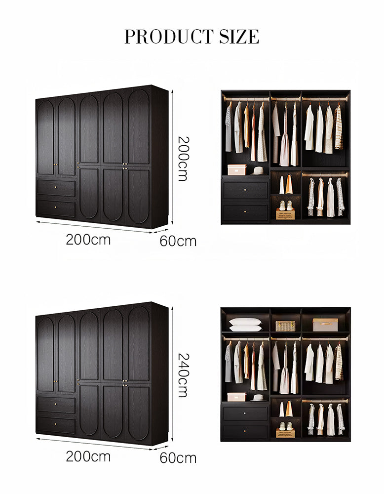 Novak Large Wardrobe, 2 Door Wardrobe, More Sizes, Black