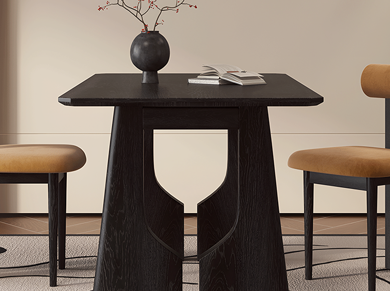 Allison Dining Table, Black, Solid Wood