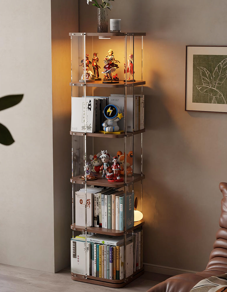 Amato Rotating Bookshelf, Freestanding Shelving Unit, Solid Wood
