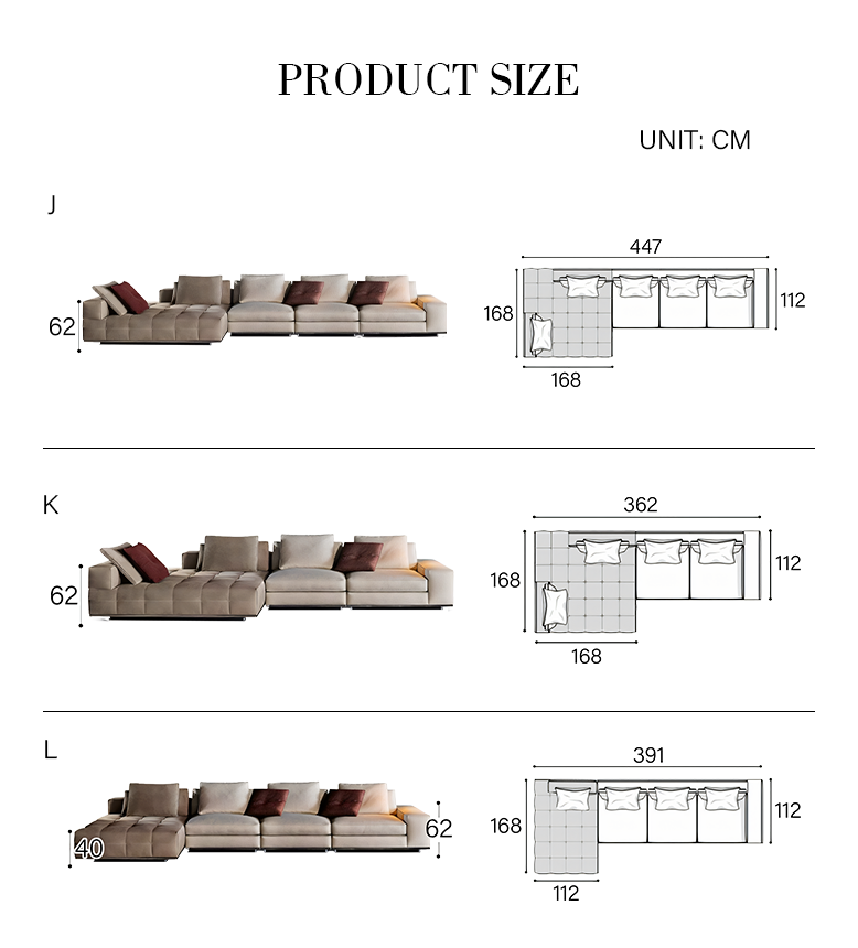 Santos L Shape Sofa, Three Seater Sofa, Nappa Real Leather