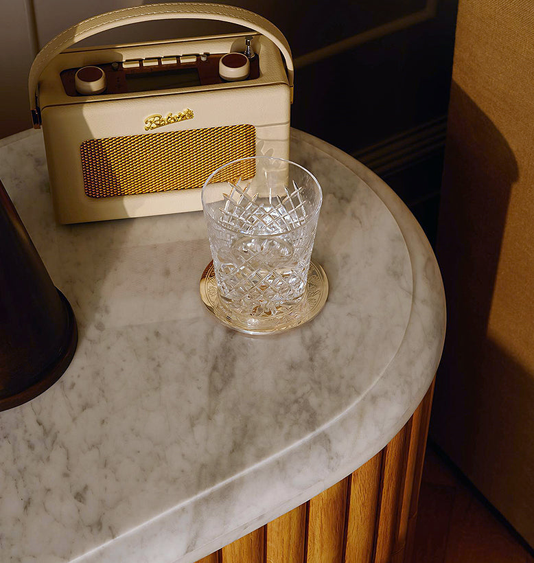 Ava Rounded Rectangle Bedside Table, Marble