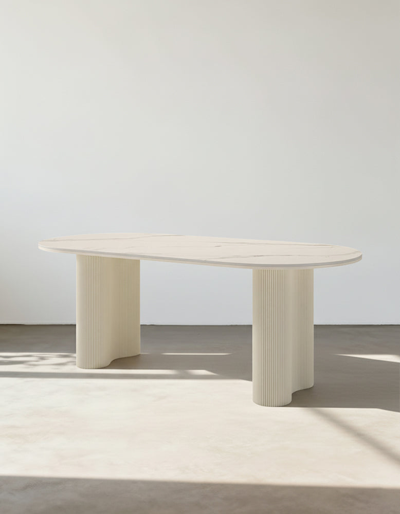 Eira White Dining Table, Oval