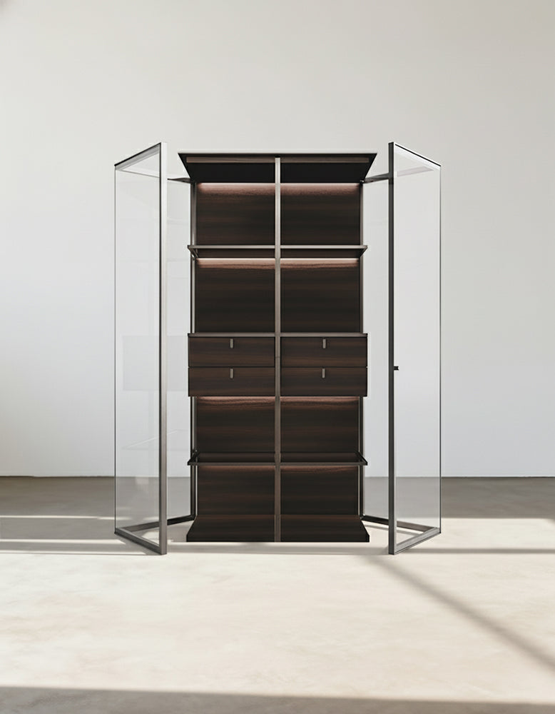 Galvez Akhtar Pahlavi Wine Storage With Glass Door, Display Cabinet