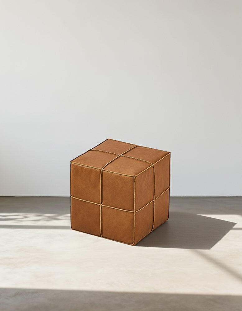 Sven Real Leather Foot Stool, Brown