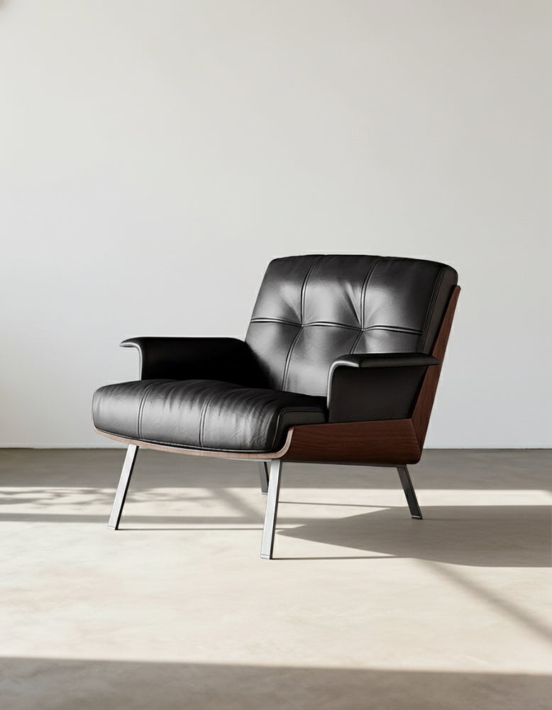 Vasilev Armchair, Leather Lounge Chair, W/O Armrests