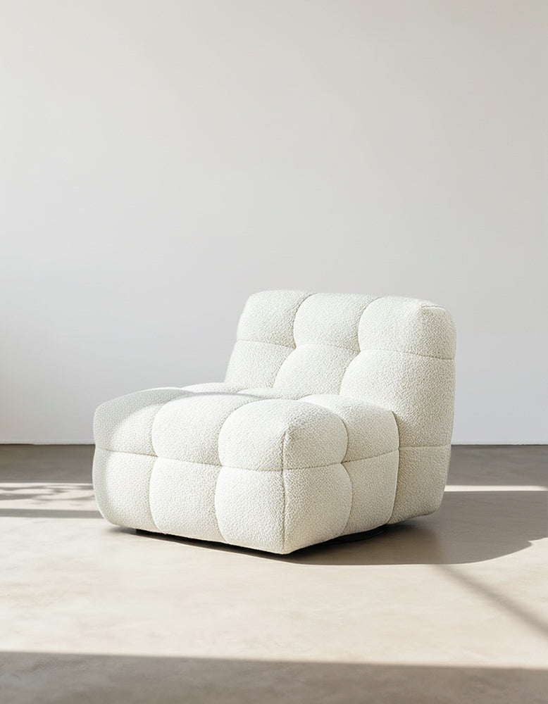 Aletheia Accent Armchair, Lounge Chair, White Boucle