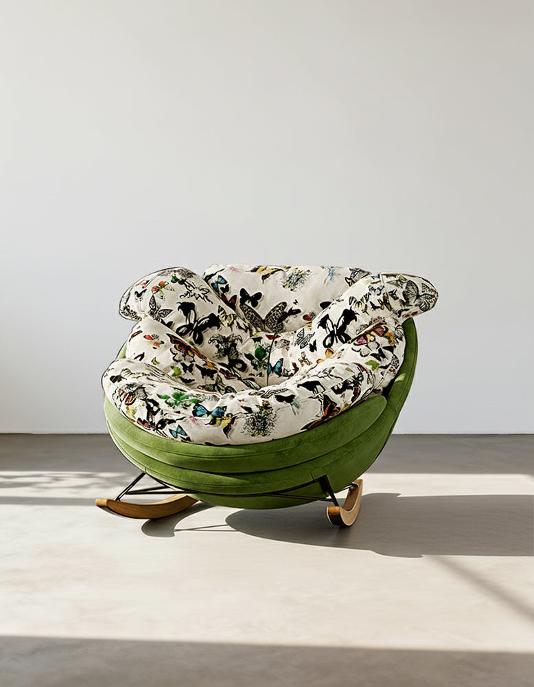 Eowyn Lounge Rocking Armchair, Butterfly Print