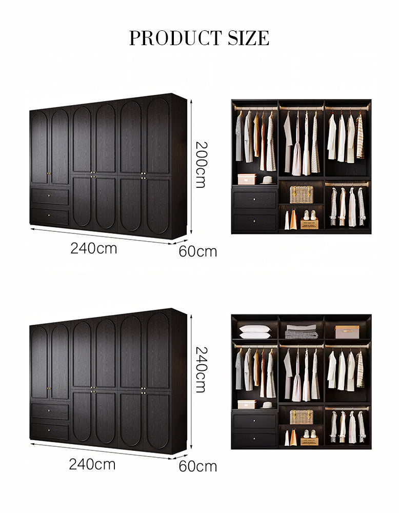 Novak Large Wardrobe, 2 Door Wardrobe, More Sizes, Black