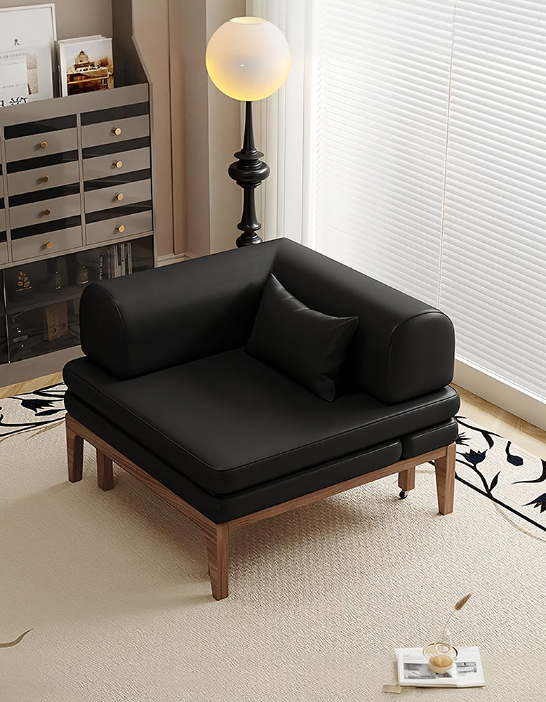 Ocampo Single Seater Corner Sofa Bed, Leather